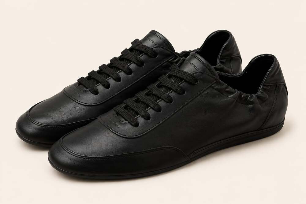 Scarosso Black Italian Leather Sneakers EU 42 Minimalist Luxury Y2K